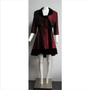 JACQUES FATH Black/Red brocade dress suit